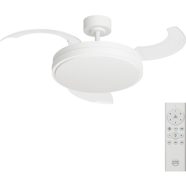 Ventilador de techo blanco con luz led y motor dc 107cm ori m arteconfort