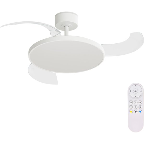 Ventilador de techo retractil con luz dove motor dc 3 aspas 107cm arte confort
