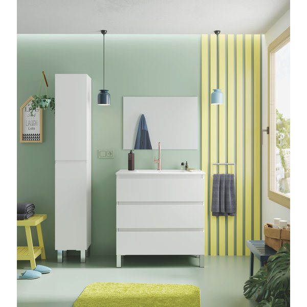 Conjunto mueble de baño y lavabo thea color blanco 80x45cm
