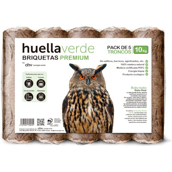 Pack briquetas de madera huella verde 10 kg