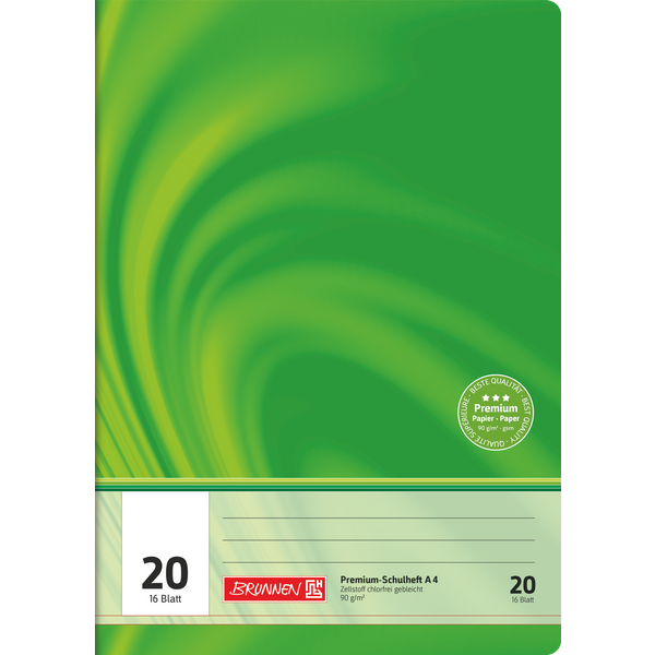 Schulheft Premium Vivendi | A4, Lineatur 20, 16 Blatt, grün