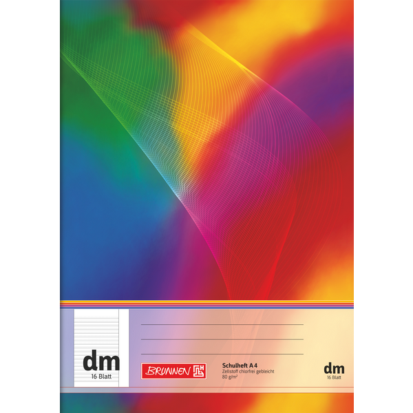 Schulhefte | A4, Lineatur dm, 16 Blatt, mehrfarbig, 10 Stück