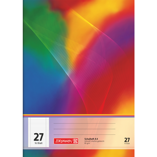 Schulhefte | A4, Lineatur 27, 16 Blatt, mehrfarbig, 10 Stück