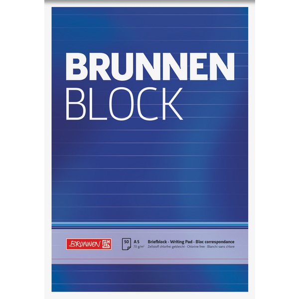Briefblock „BRUNNEN Block“ | A5, liniert, 50 Blatt, blau