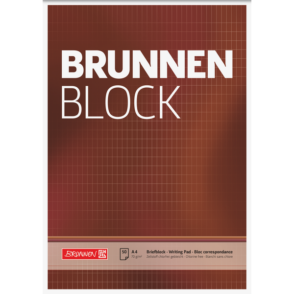 Briefblock „BRUNNEN Block“ | A4, Lineatur 23, 50 Blatt, braun