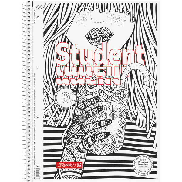 Collegeblock Premium Student „Cocktail“ ZENart | A4, Lineatur 28, 80 Blatt, weiß