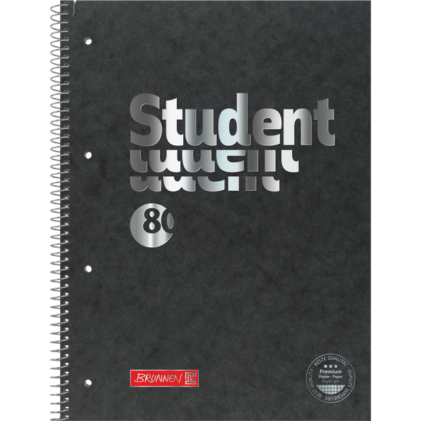 Collegeblock Premium Student FACT!plus | A4, Lineatur 28, 80 Blatt, schwarz/silber