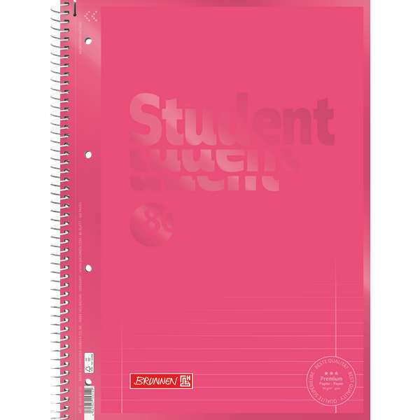 Collegeblock Premium Student Colour Code | A4, Lineatur 27, 80 Blatt, tulip