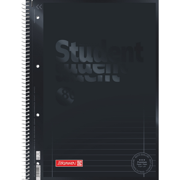 Collegeblock Premium Student Colour Code | A4, Lineatur 27, 80 Blatt, onyx