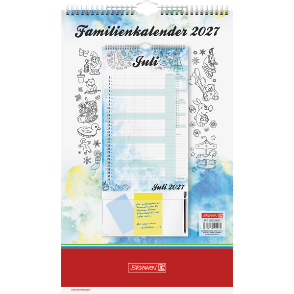 Familienkalender 2027 „Aquarell“ | 25×41,5 cm