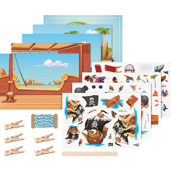 Rubbelsticker Karten-Set „Pirat“ | 160×120 mm, bunt