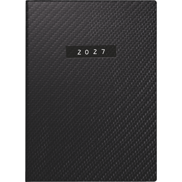 Taschenkalender Mod. perfect/Technik I 2027 „Carbon“ | A6, Kunstleder