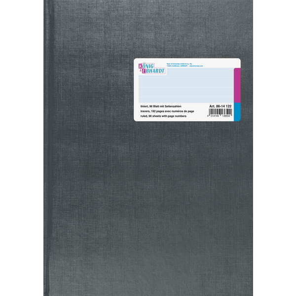 Geschäftsbuch | A4, 192 Seiten, mit Seitenzahlen, liniert, Kunststoff, grau