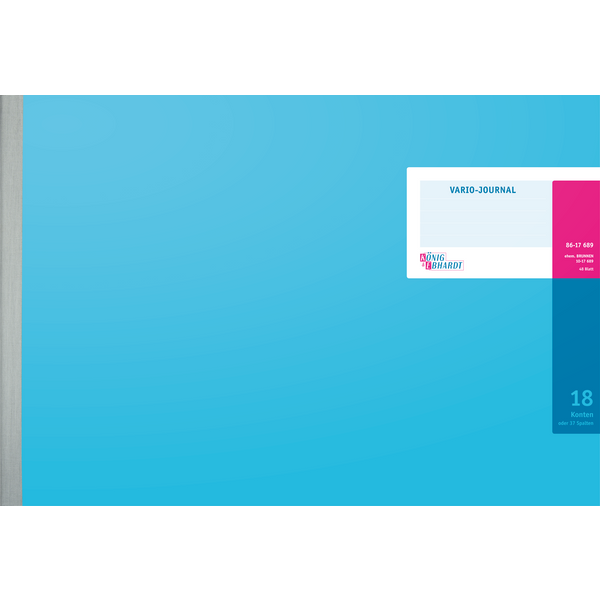 Vario-Journal mit Kopfleiste | 530×330 mm, 96 Seiten, Konten-Journal, Karton, magenta/hellblau