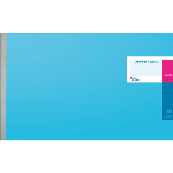 Amerikanisches Journal | 595×375 mm, 96 Seiten, Konten-Journal, Karton, magenta/hellblau
