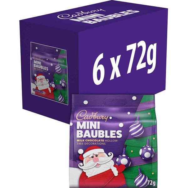 Cadbury Mini Baubles Milk Chocolate Tree Decorations 72g (Box of 6)
