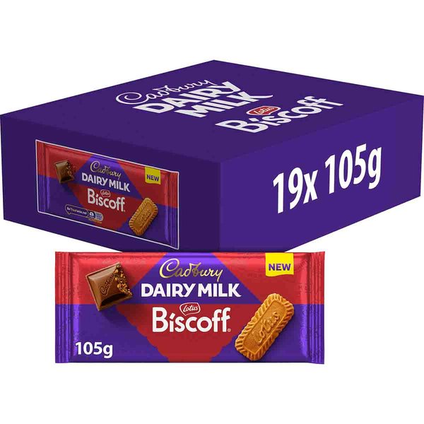 Cadbury Dairy Milk Lotus Biscoff Chocolate Bar 105g (Box of 19)