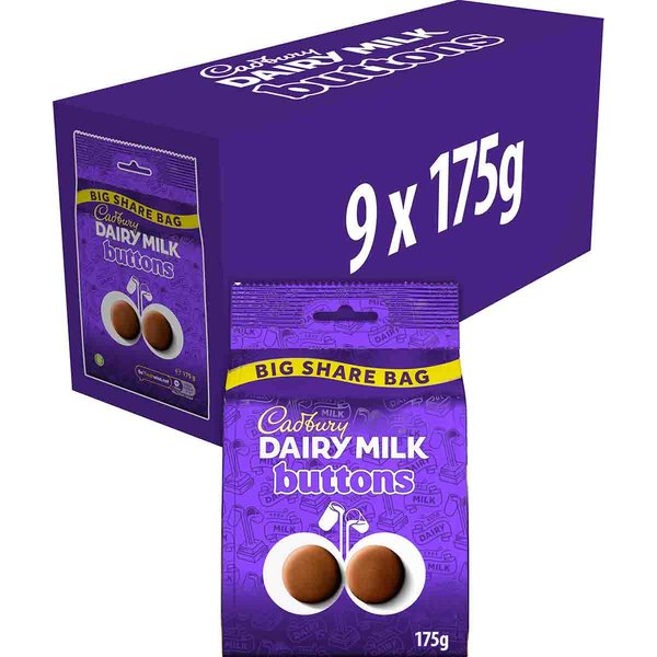Dairy Milk Buttons Chocolate Big Share Bag 175g (Box of 9)