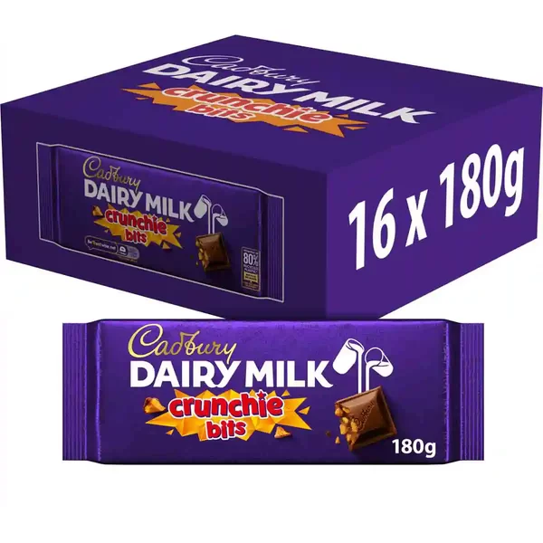 Dairy Milk Crunchie Bits Chocolate Bar 180g (Box of 16)