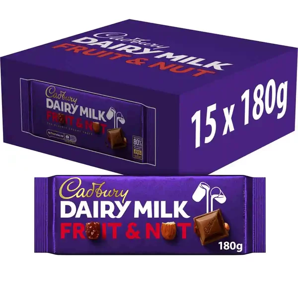 Dairy Milk Fruit & Nut Chocolate Bar 180g (Box of 15)