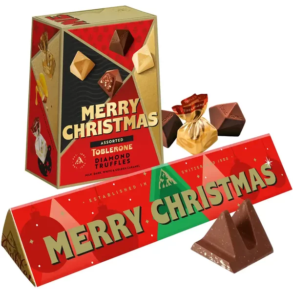 Merry Christmas Toblerone Bar & Truffles Chocolate Bundle