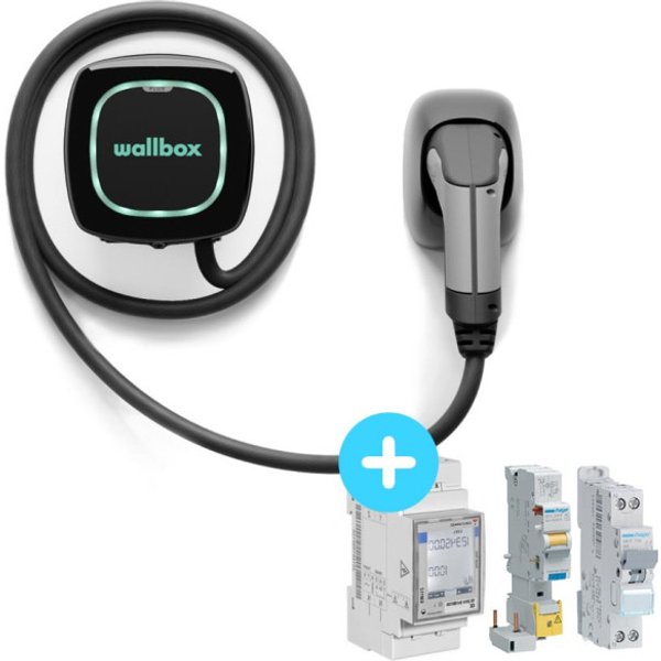 Pack Borne de recharge WALLBOX Pulsar Plus - câble attaché 5m Type 2 - 1,4 à 7,4kW - monophasé - Bluetooth - Wifi