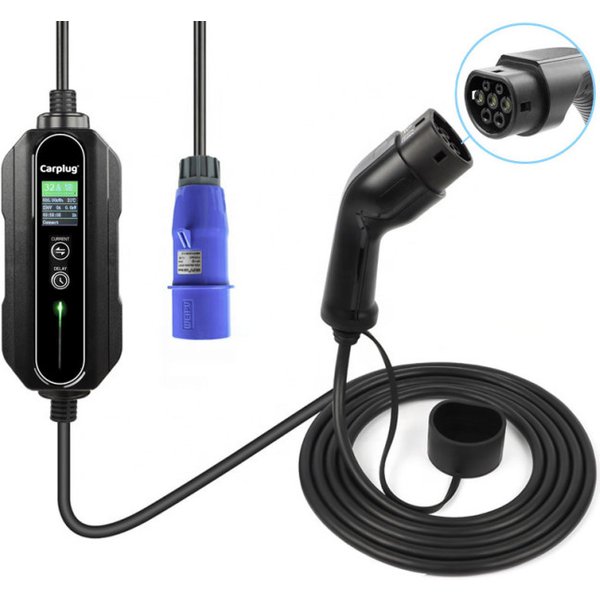 Carplug chargeur mobile Helectron C232 - 5m - 10 à 32A - 7,4kW – Type 2 – Prise CEE 32A
