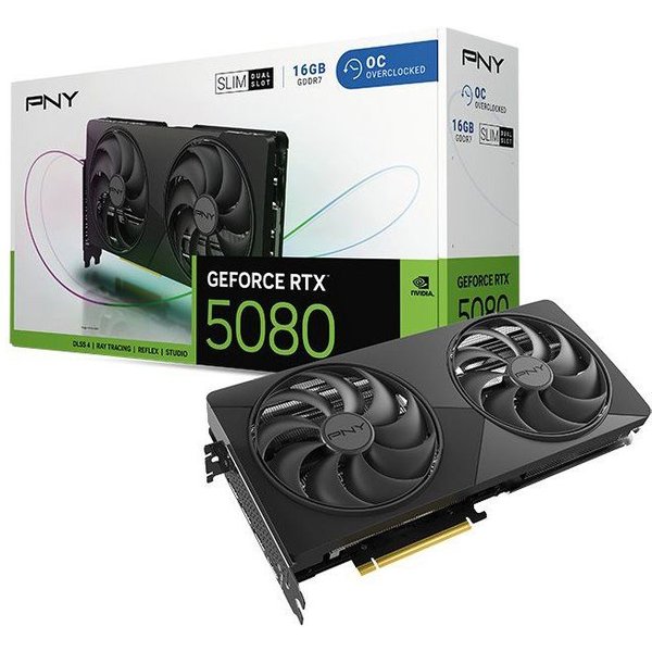 Pny PNY - Carte graphique - NVIDIA Blackwell - GeForce RTX 5080 SLIM OC Dual Fan - 16 Go