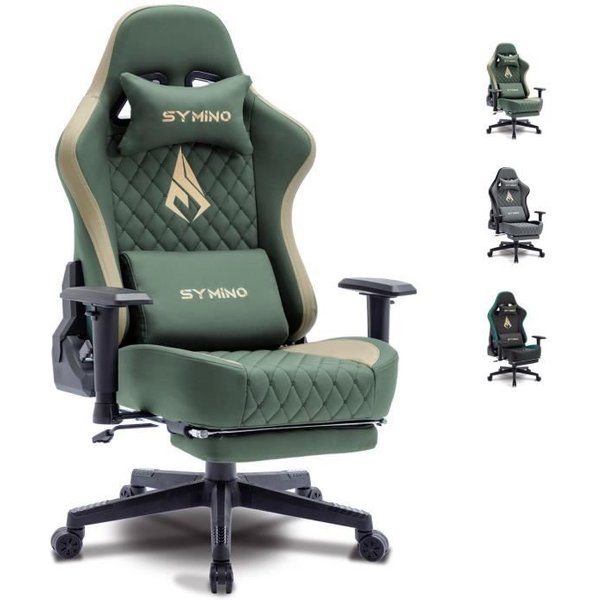 SYMINO Symino Gaming Chair Chaise Ergonomique au Design de course Chaise Pivotante Réglable avec Repose-PiedsVert