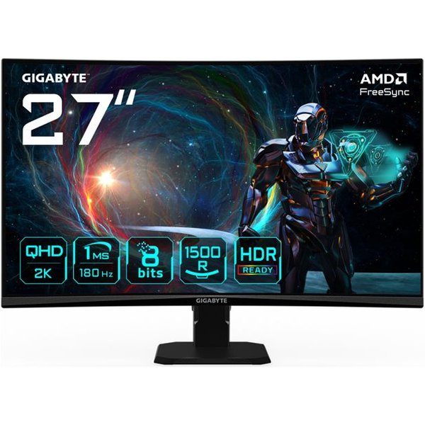 Gigabyte Moniteur Gaming Incurvé - GIGABYTE - GS27QCA - 27 pouces - QHD 2560x1440 - 180Hz