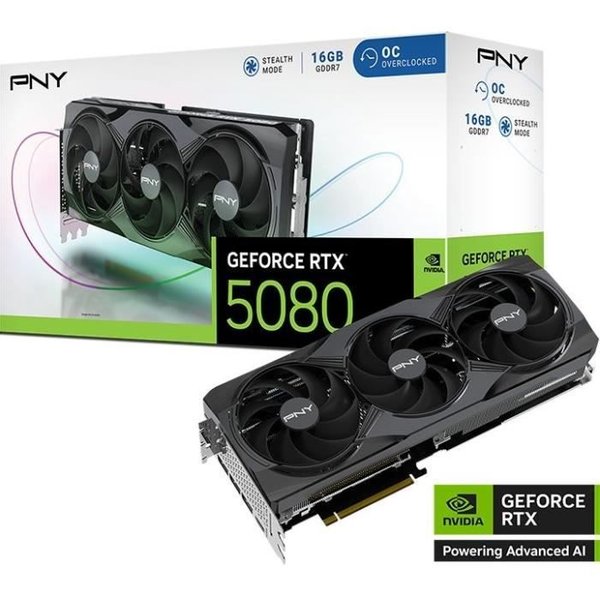 Pny Carte graphique - PNY - GeForce RTX 5080 - 16 Go - Overclockée - PCIe 5.0 (VCG508016TFXPB1-O)