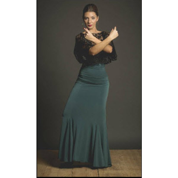 Falda de Flamenco Ogalla Davedans Estampado Beige Lunar Negro
