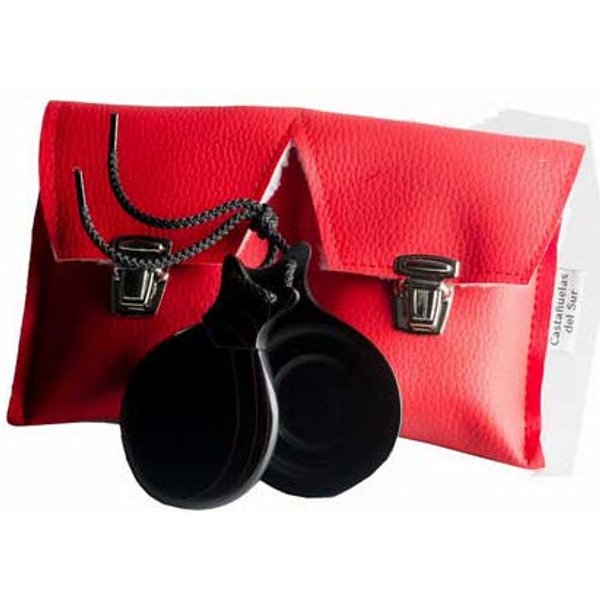 Castañuelas Doble Caja Gama Profesional Fibra Negra Veteada Roja Castañuelas del Sur