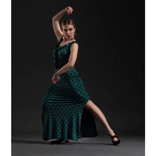 Falda Flamenca Larga Davedans Bangui Estampado Verde Lunar Negro