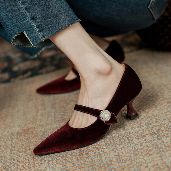 CHIKO Telisha Pointy Toe Kitten Heels Mary Jane Shoes