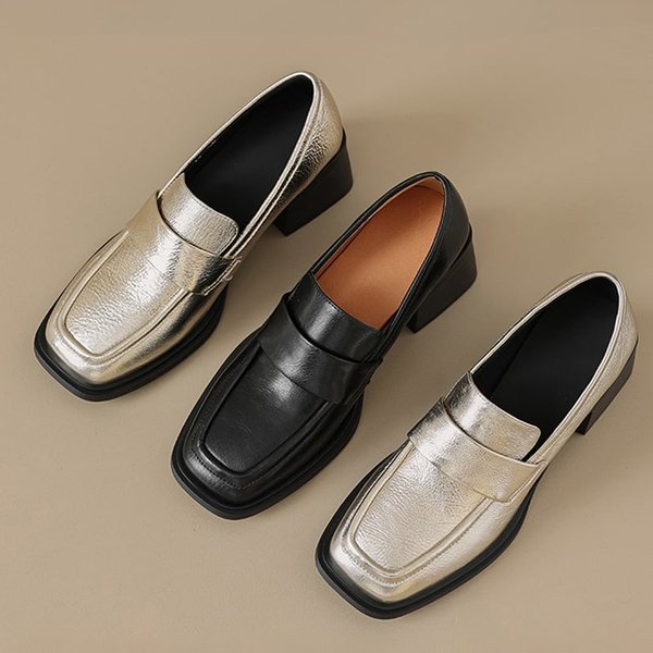CHIKO Arnina Square Toe Block Heels Loafers Shoes