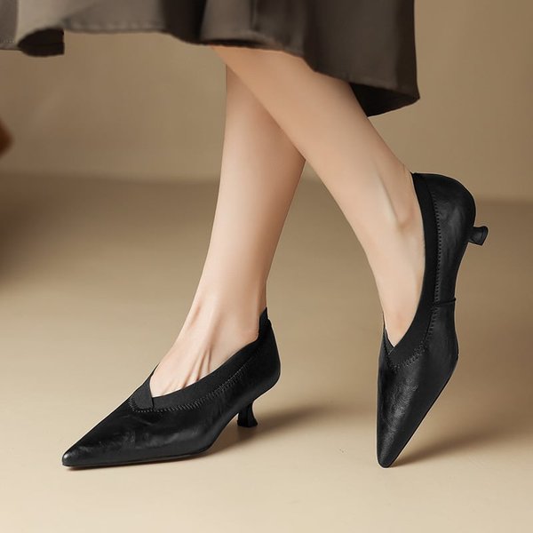CHIKO Victoria Pointy Toe Kitten Heels Pumps Shoes