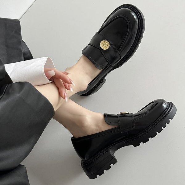 CHIKO Lilah Round Toe Block Heels Loafers Shoes