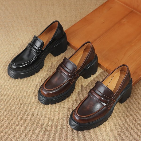 CHIKO Rachel Round Toe Block Heels Loafers Shoes