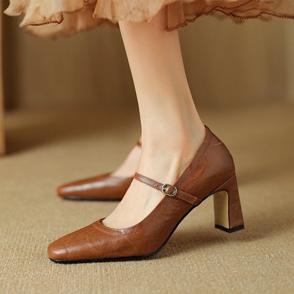 CHIKO Malaysia Square Toe Block Heels Mary Jane Shoes