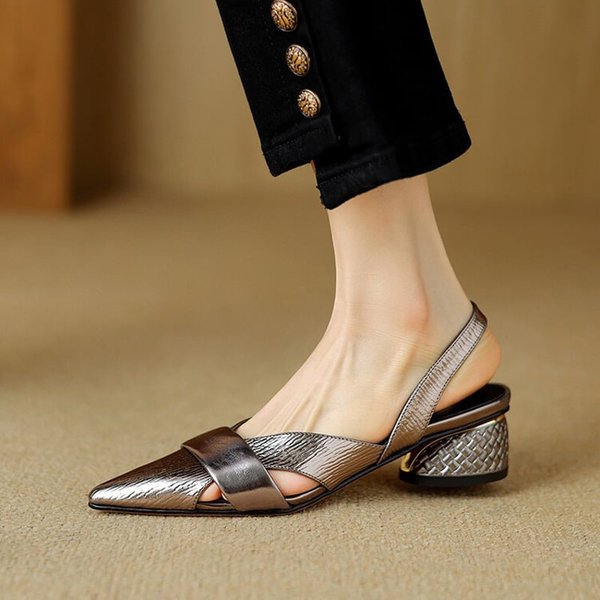 CHIKO Elliott Pointy Toe Block Heels Slingback Shoes