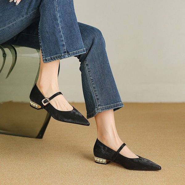 CHIKO Rosa Pointy Toe Block Heels Mary Jane Shoes