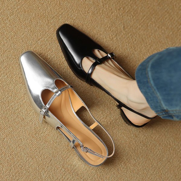 CHIKO Lillie Square Toe Block Heels T-Strap Shoes