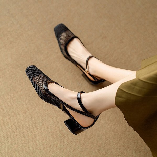 CHIKO Sapphire Square Toe Block Heels Pumps Shoes