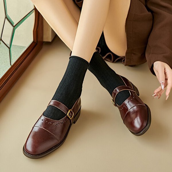 CHIKO Seda Round Toe Block Heels Mary Jane Shoes