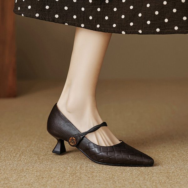 CHIKO Taira Pointy Toe Kitten Heels Mary Jane Shoes