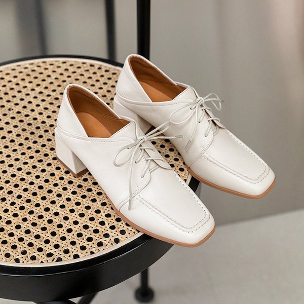 CHIKO Irune Square Toe Block Heels Oxfords Shoes