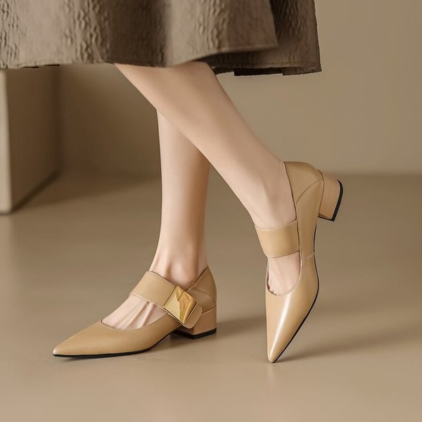 CHIKO Scyler Pointy Toe Block Heels Mary Jane Shoes