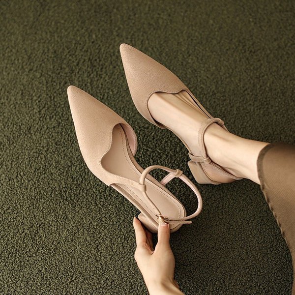 CHIKO Alyson Pointy Toe Block Heels Slingback Shoes