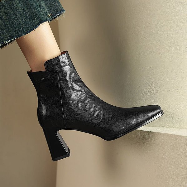 CHIKO Achelle Square Toe Chunky Heels Ankle Boots